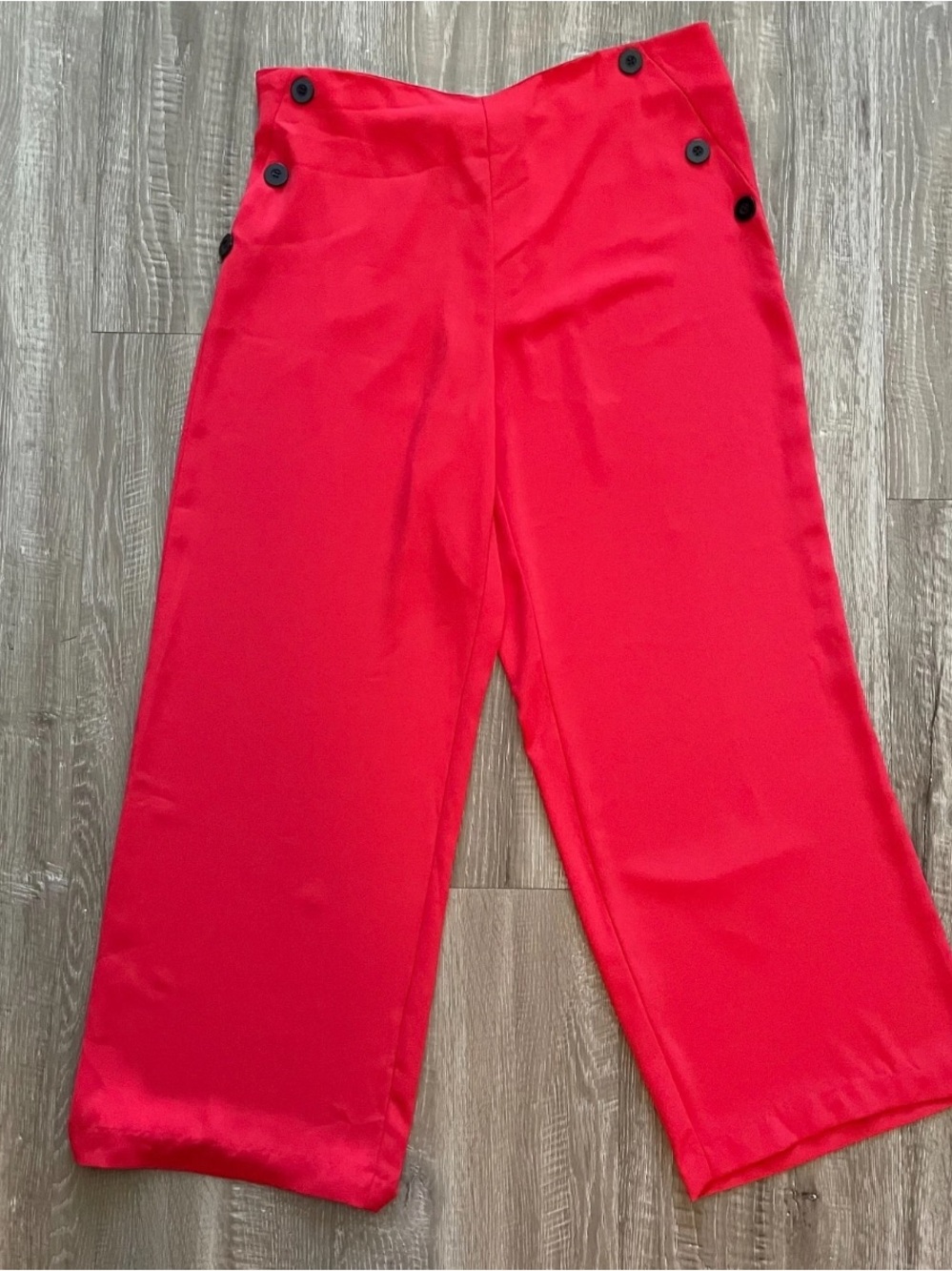 Jules & Leopold Bright Red Wide Leg Pull On Pants Light Weight